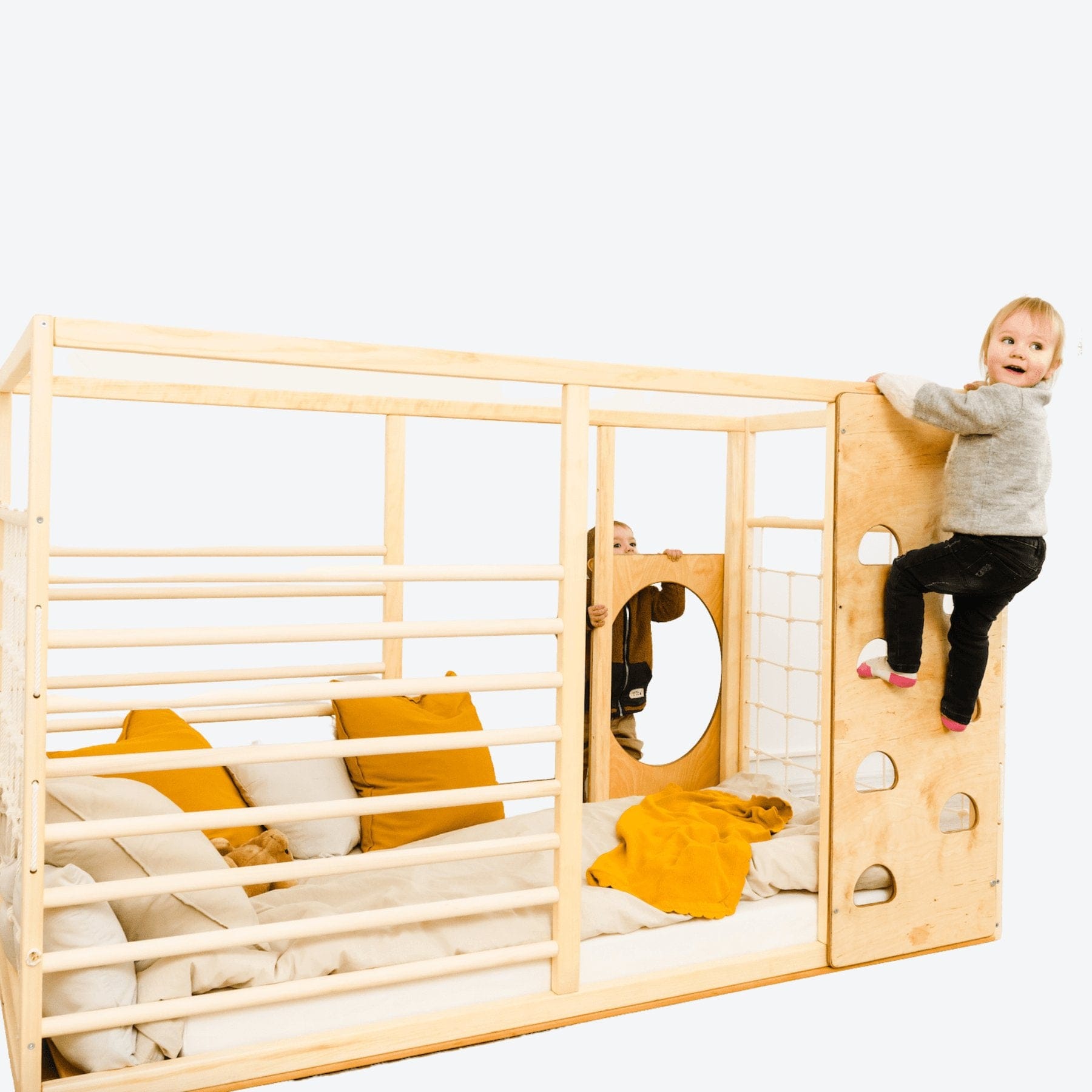 Aktivbett Abenteuerbett Kinderbett Kletterbett Bodenbett Montessori - LeoBabys